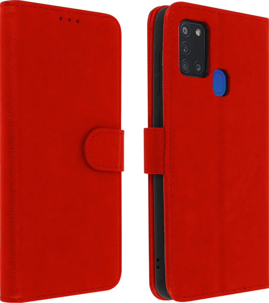 Flip Cover Portafoglio per Galaxy A21s Rosso | Custodia Similcuoio
