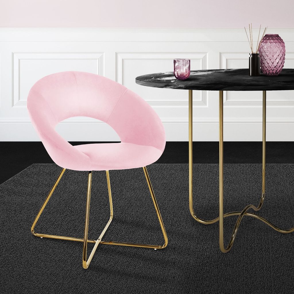 Jídelní židle ML-Design s kulatým opěradlem, růžová, kovový Obrázek produktu 