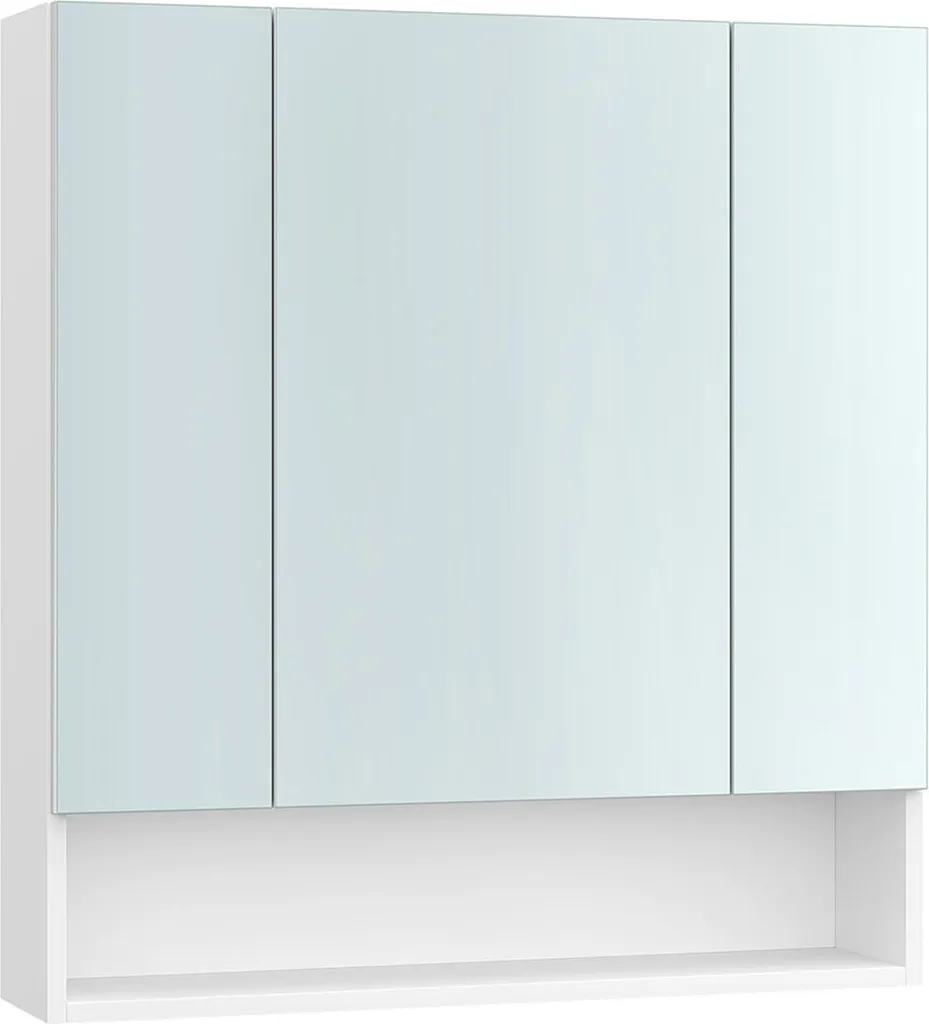 Rangement salle de bain suspendu blanc nuage 3 portes avec miroirs