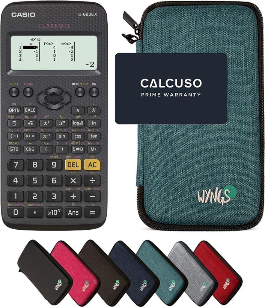 Casio fx-82DE X ClassWiz inkl. WYNGS Schutztasche Türkis - Wissenschaftlicher Taschenrechner - Basic Set