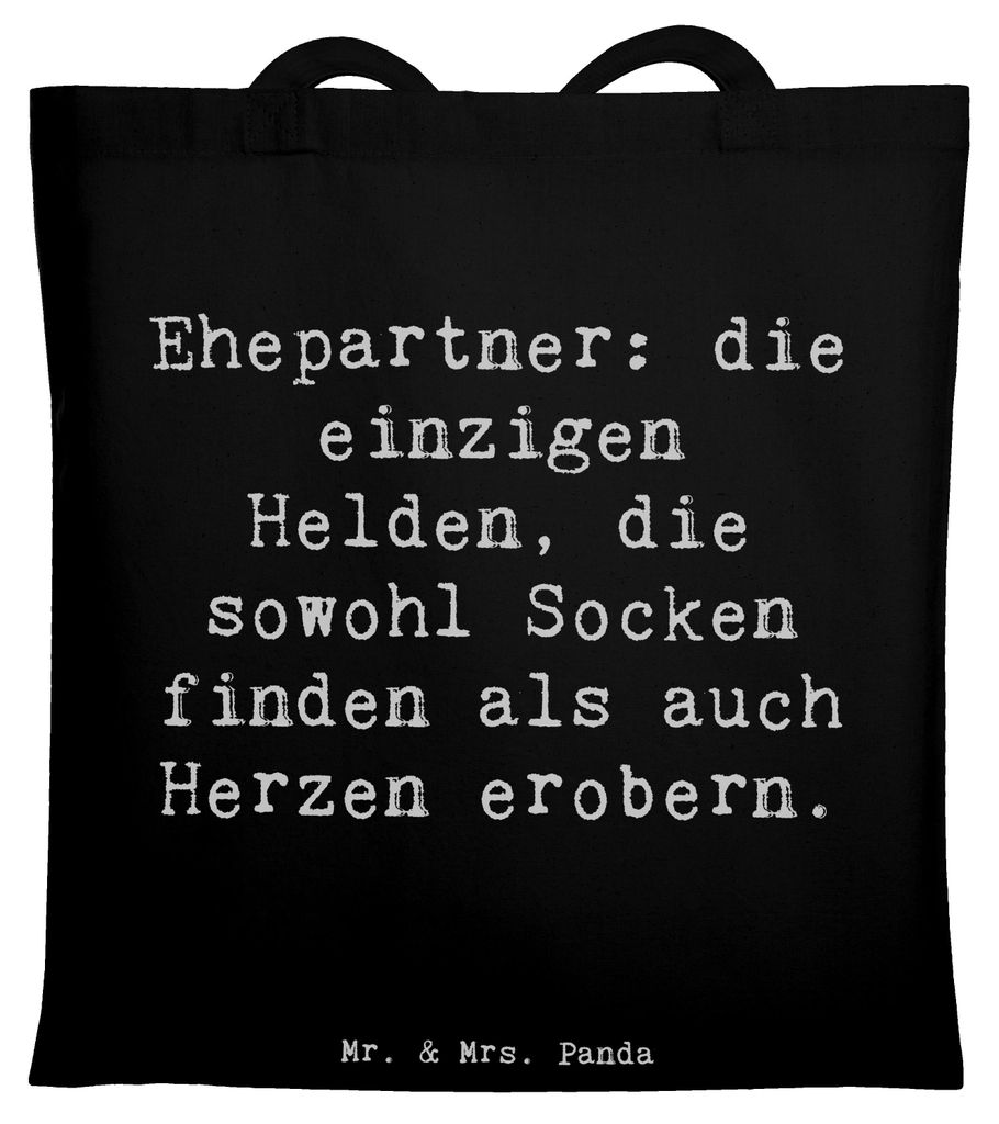 Mr. & Mrs. Panda canvas tasche Spruch Ehepartner Helden - Schwarz - Geschenk, handgemacht, Tote Bag, handgefertigt, Laptoptasche, Alltagshelden, Da...
