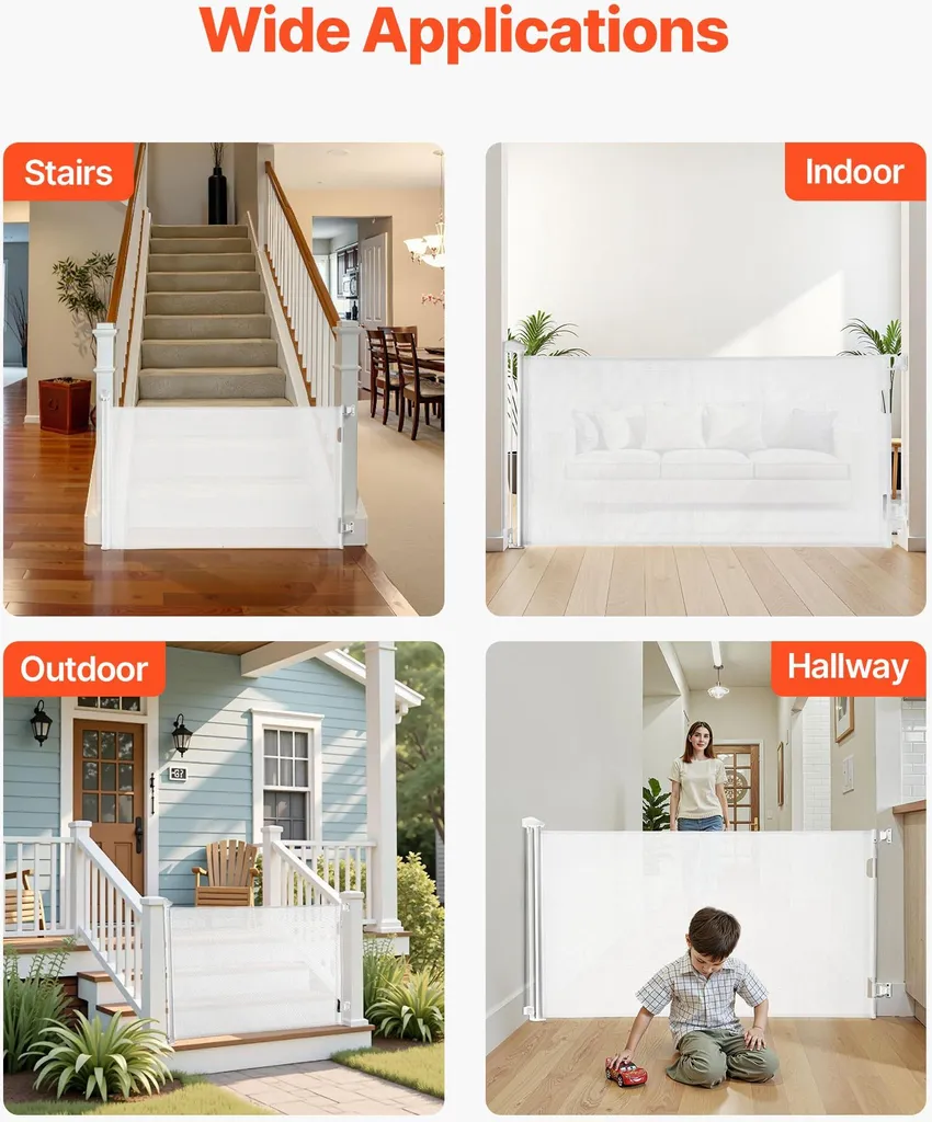 Barrière escalier bébé et chien 143 cm rétractable usage intérieur