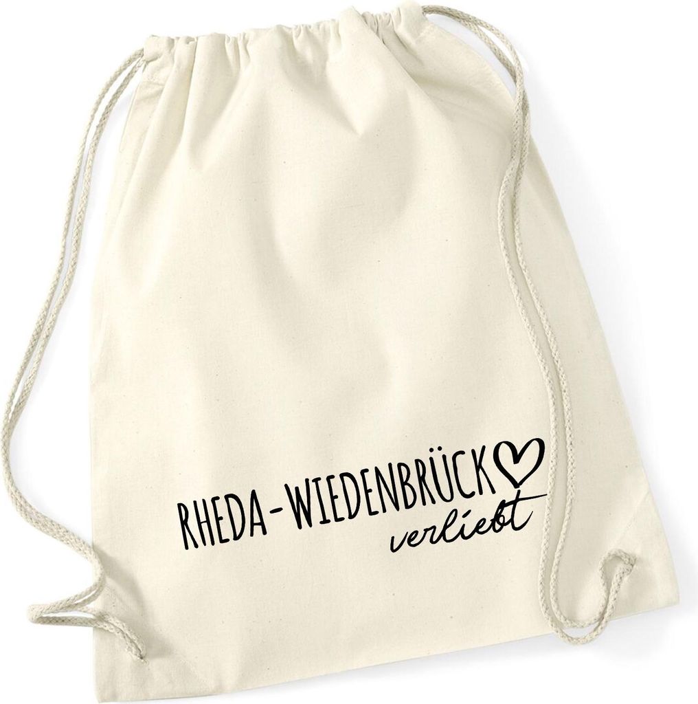 Huuraa Turnbeutel Rheda-Wiedenbrück verliebt 12 Liter Natural Baumwolle Rucksack Geschenkidee