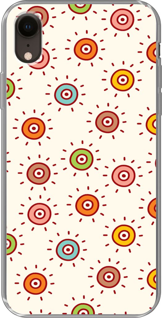 MuchoWow Handyhülle Schutzhülle Hülle für Telefoonhoesje iPhone XR Muster - Sonne - Punkte - Mädchen - Kinder - Kinder Silikon Softcase Hand...