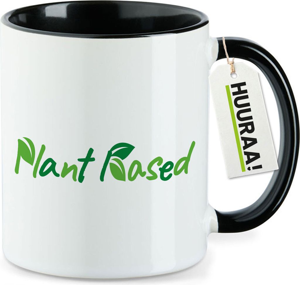 Huuraa Kaffeetasse Plant Based Blätter 330ml Schwarz Keramik Kaffeebecher Geschenkidee