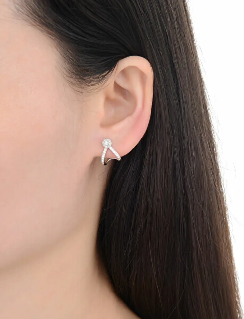 Boucles d'oreilles scintillantes argent et strass de 6mm - 2