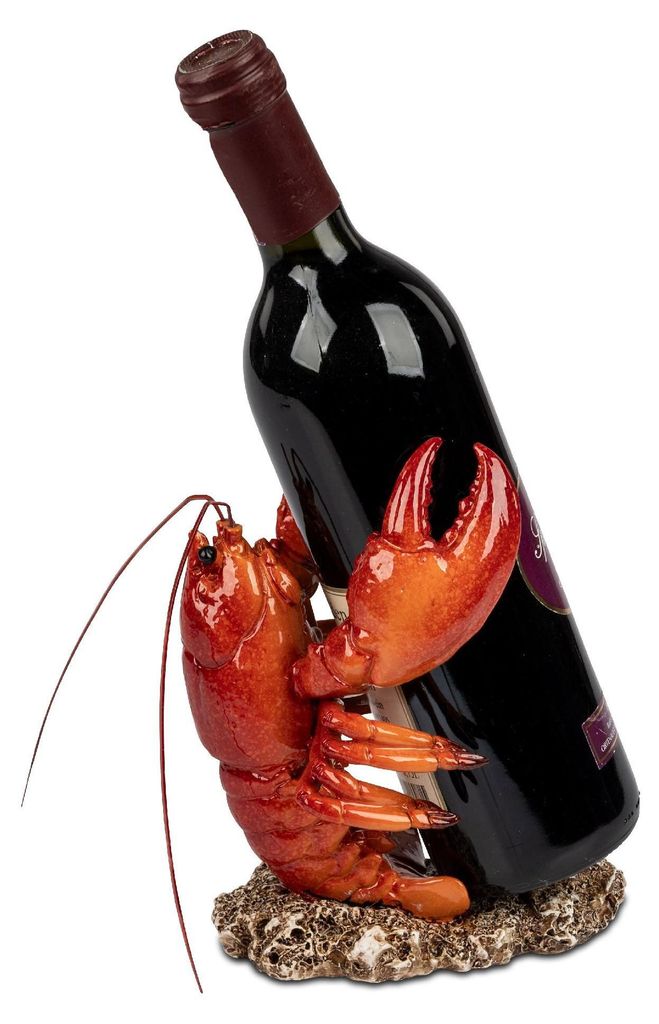 Flaschenhalter Hummer H. 19cm naturfarben handbemalt Produktbild 