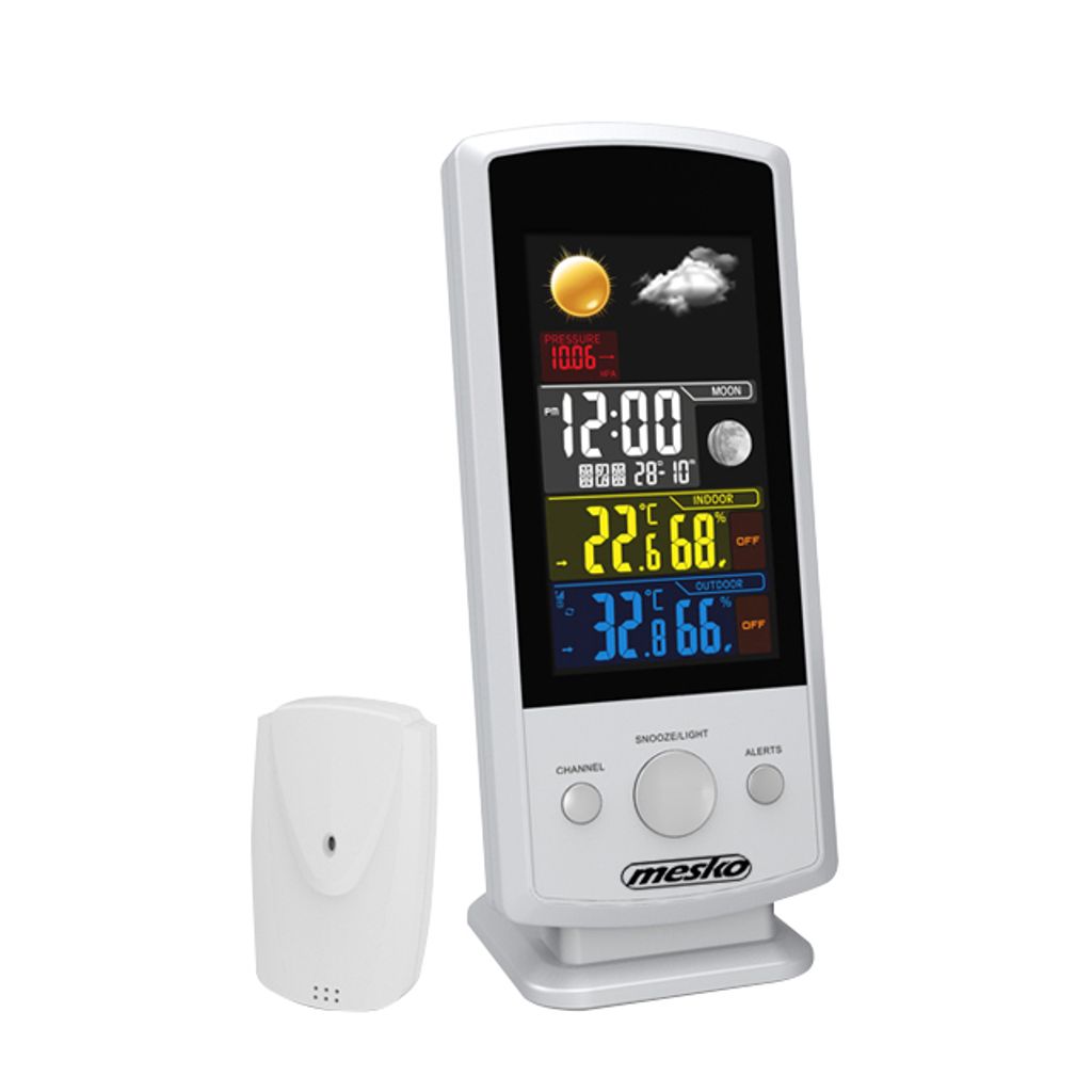 Mesko MS 1177 Wetterstation, weiß, bunte Digitalanzeige, Produktbild 