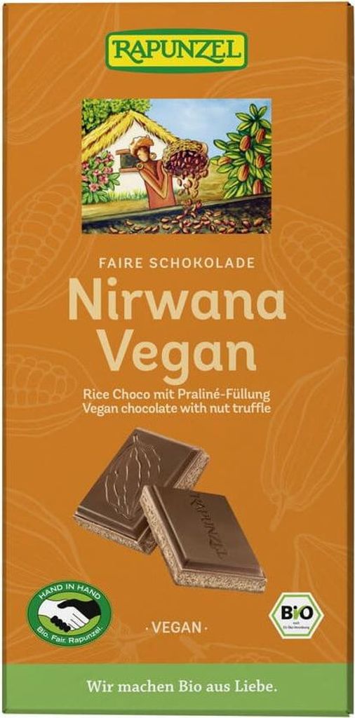 CZEKOLADA KUWERTURA Z NADZIENIEM PRALINOWYM NIRWANA BIO 100 g - RAPUNZEL