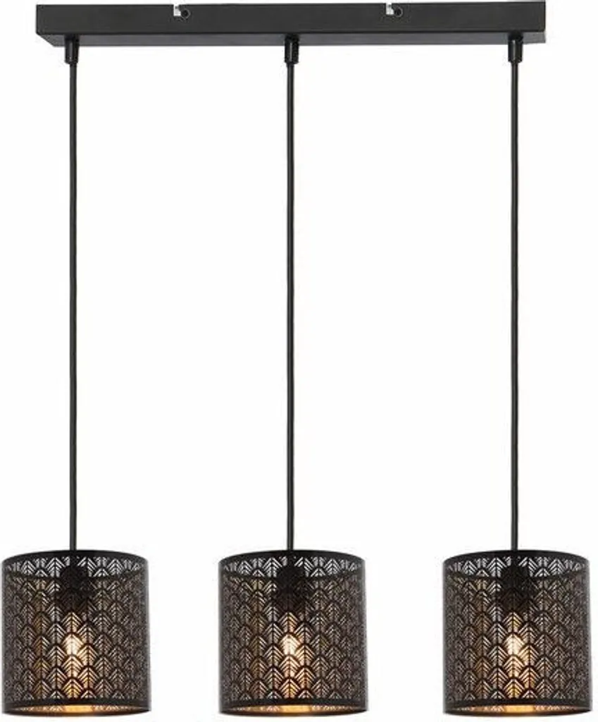 Suspension Métal 3 Lumières Toulouse 105x75x20 cm Noir Mat pour Salon