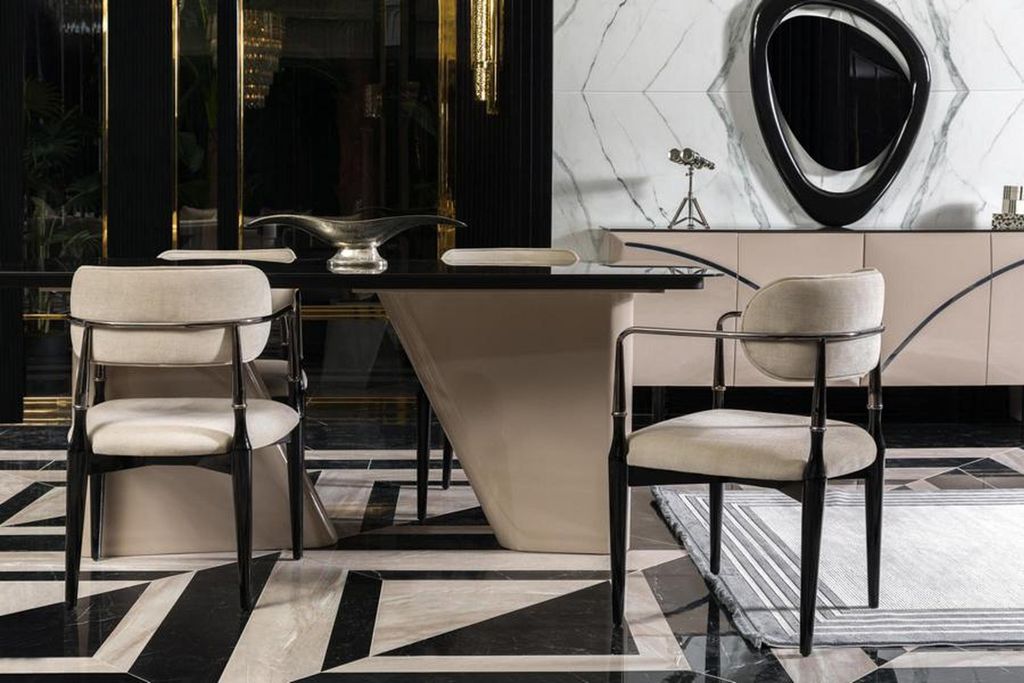 Set Esszimmertisch Beige Esstisch 4х Stühle Esszimmergruppe Essgruppe Tisch