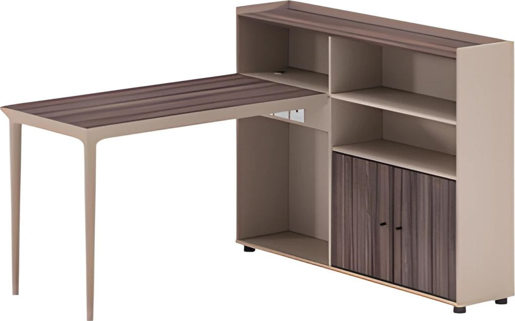 Schreibtisch Regal Kombination Holzoptik Braun Beige Modern Viel Stauraum Büro
