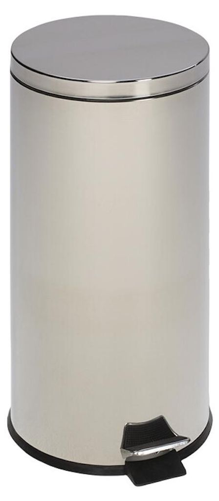 Robuster Tretabfallsammler mit Fußpedal & Inneneimer mit Griff | 30 Liter, HxBxT 64x29x29cm | Edelstahl | Silber