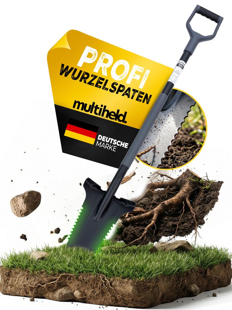 Wurzelspaten mit Wurzelsäge 120cm – Gartenspaten für harte Produktbild 