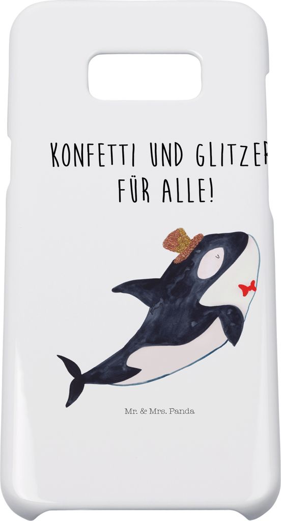 Mr. & Mrs. Panda Samsung Galaxy S8 plus Handyhülle Orca Zylinder - Weiß - Geschenk, Handy Case, Glückwunsch, Narwal, Cover, Konfetti, Fest, Meer...