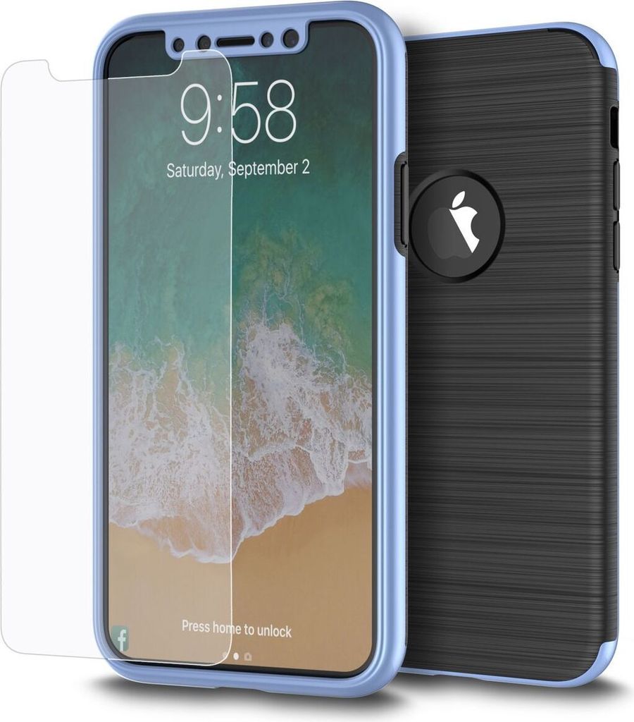 Samsung Galaxy S7 Edge 2 in 1 Handyhülle 360 Grad Full Cover Case Blau