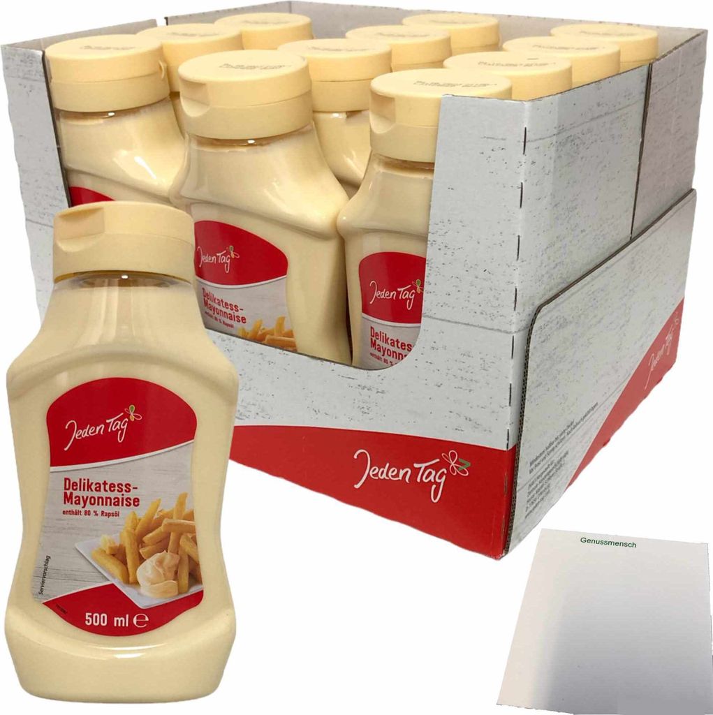 Jeden Tag Delikatess Mayonnaise 80 % 12er VPE (12x500 ml Flasche) + usy Block