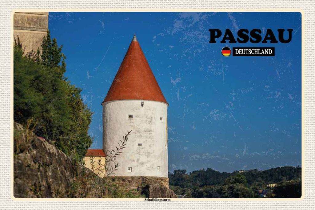 vianmo Holzschild 20x30 cm Passau Schaiblingsturm Architektur Bildmotiv Reisemotiv Abenteuer Reisen