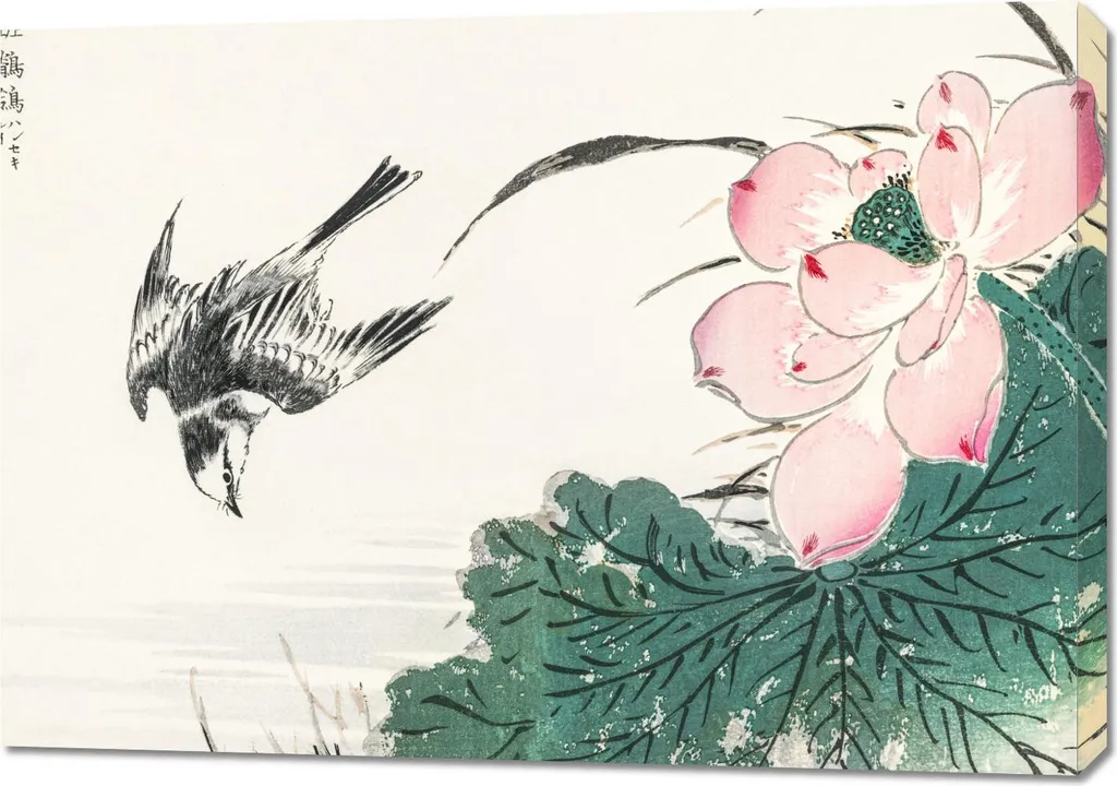 Quadro 100x70 cm Japanese Pied Wagtail, Kashu Vintage per il salotto