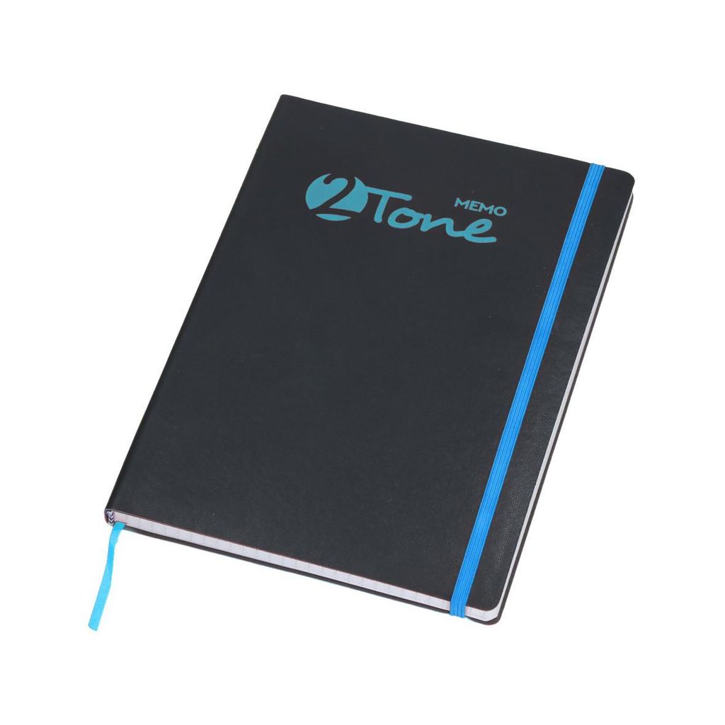 Notizbuch "Memo2Tone" DIN A5 - Tagebuch inkl. Innenfach für zahlreiche Notizen - beinhaltet 80 Seiten - Schwarz/Blau