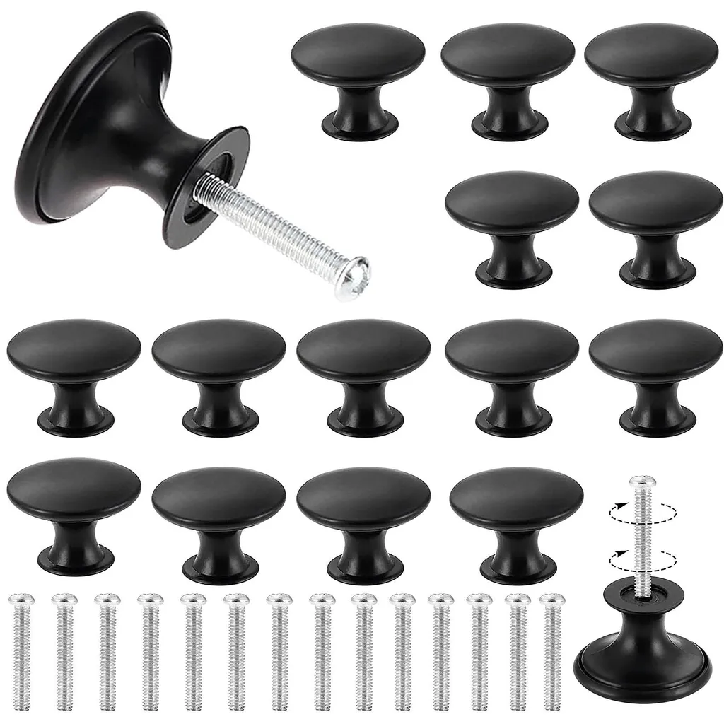 Poignées de Porte pour Placard de Cuisine Noires 16 Pièces Set Complet