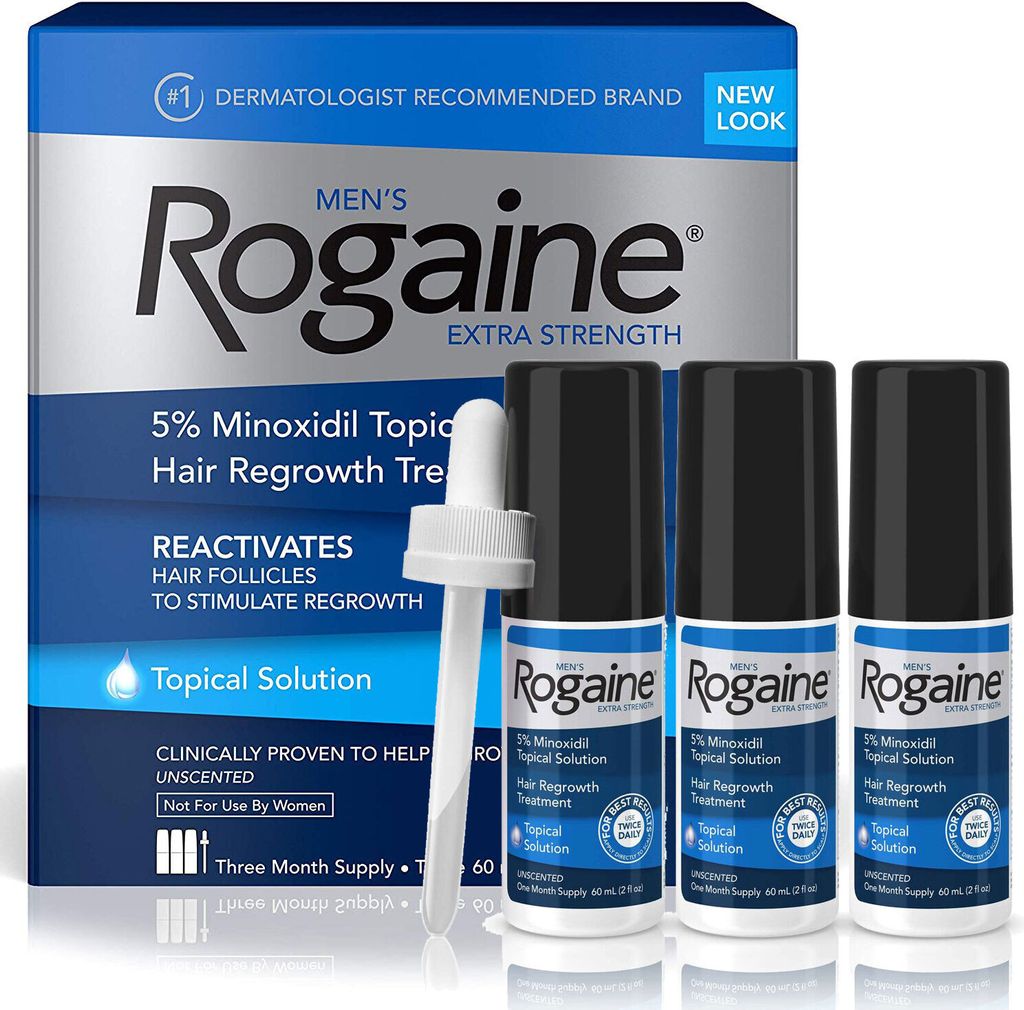 Lösung, Rogaine, gegen Haarausfall, Minoxidil 5%, inkl. Originalpipette, Behandlung 3 Monate (3x 60ml Flaschen)