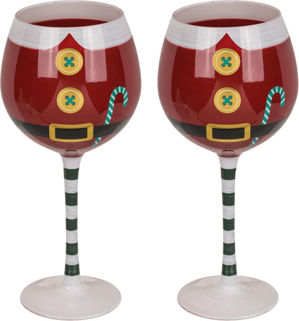 Weihnachten Weingläser im 2er Set - Santa Kostüm Weinglas Produktbild 