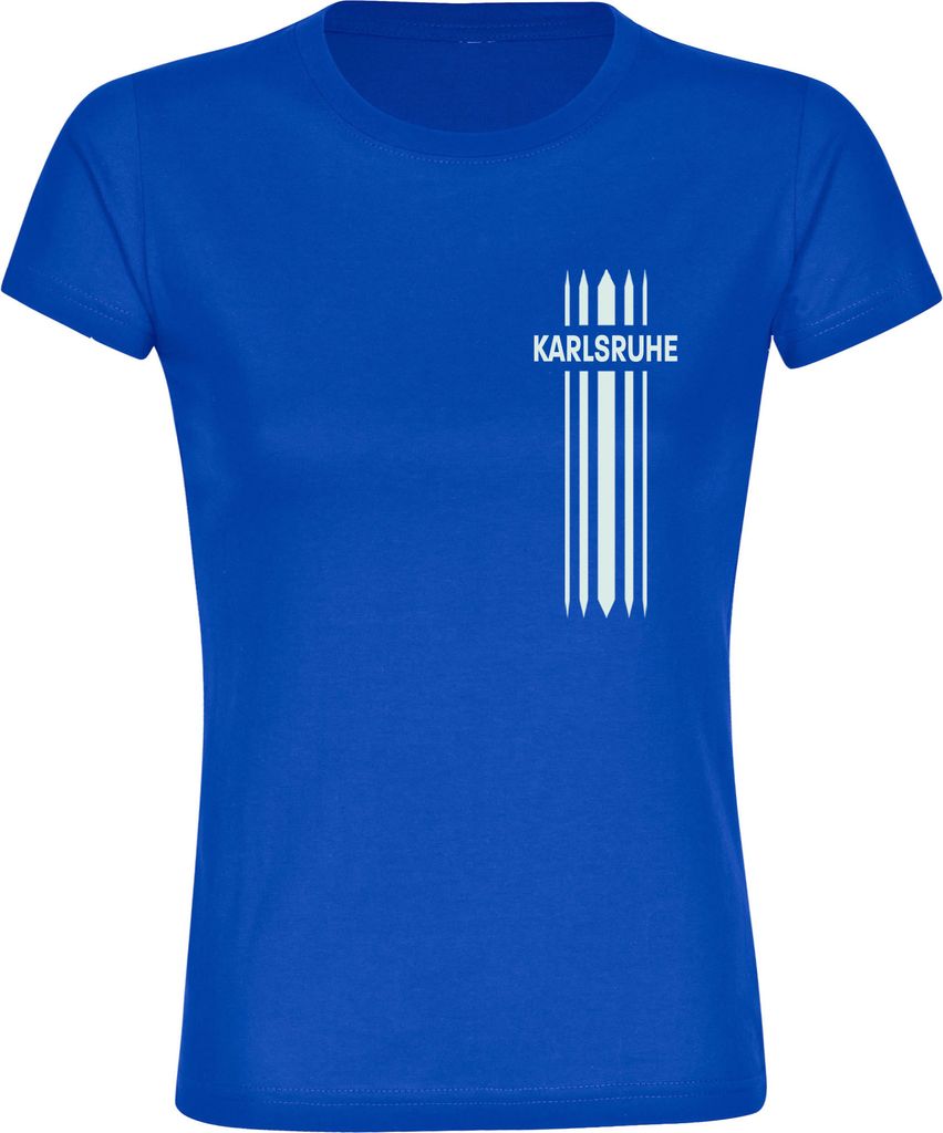 multifanshop Damen T-Shirt - Karlsruhe - Streifen, blau, Größe XL