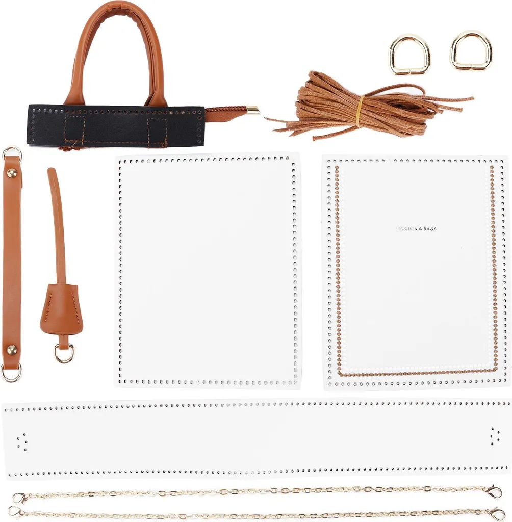 Kit DIY Sac au Crochet Blanc en Similicuir et Alliage pour DIY