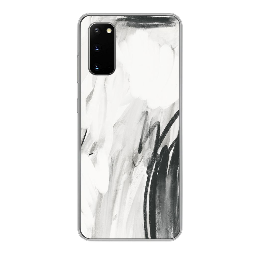MuchoWow Handyhülle Schutzhülle Hülle für Samsung Galaxy S20 Kunst - Schwarz - Weiß - Abstrakt Silikon Softcase Handy Hülle - Bild