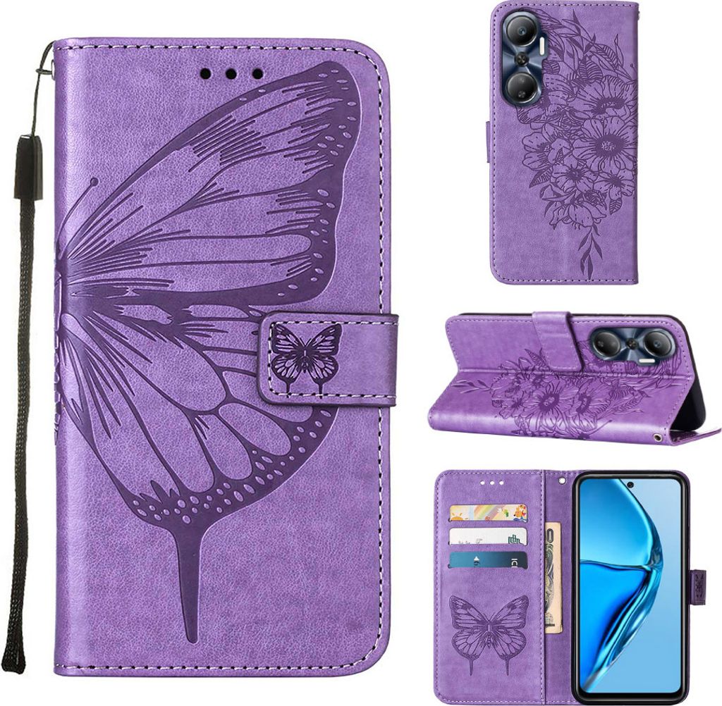 Infinix Hot 20 4G Hülle, Schmetterling Prägung Flip Leder Produktbild 
