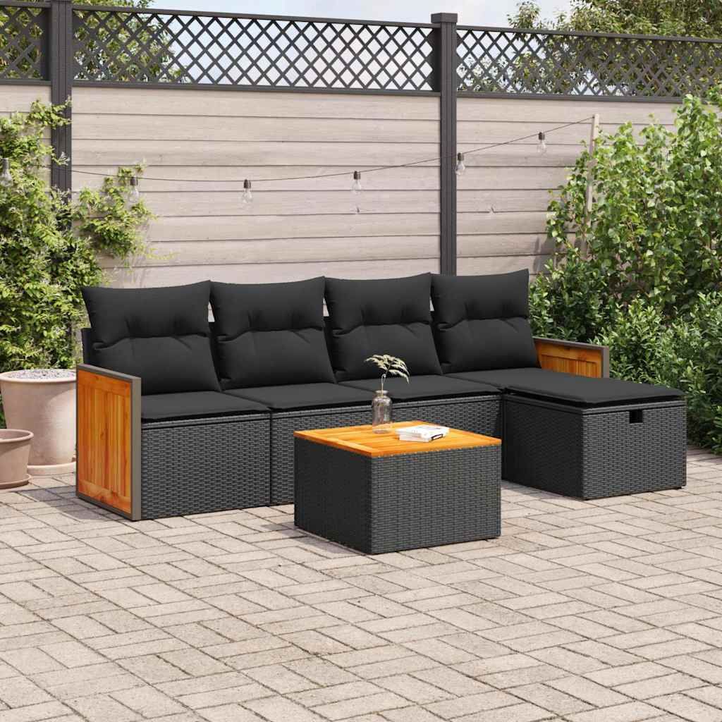 Maison Exclusive - 6-tlg. Garten-Sofagarnitur mit Kissen Schwarz Poly Rattan