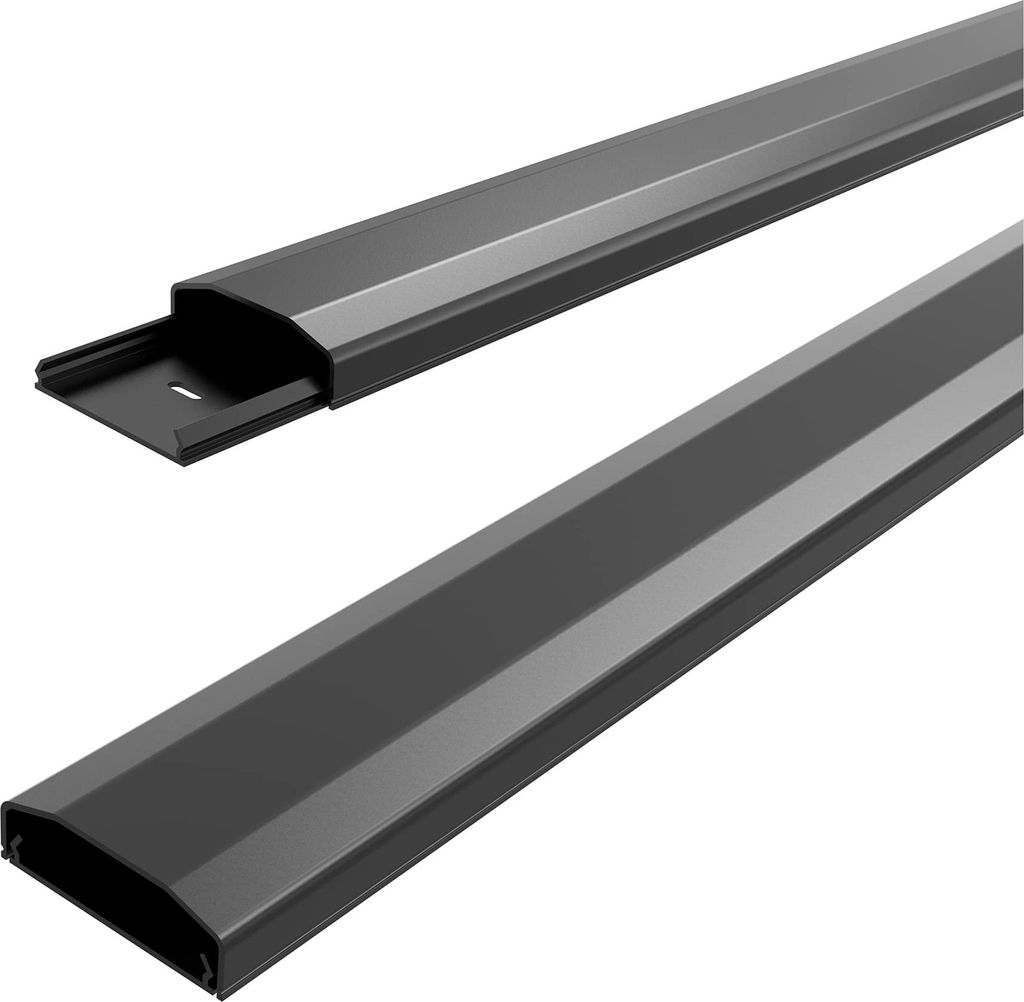 conecto Kabelkanal aus Kunststoff zum Kleben oder Schrauben inkl. 3M Klebeband, 50 cm, schwarz