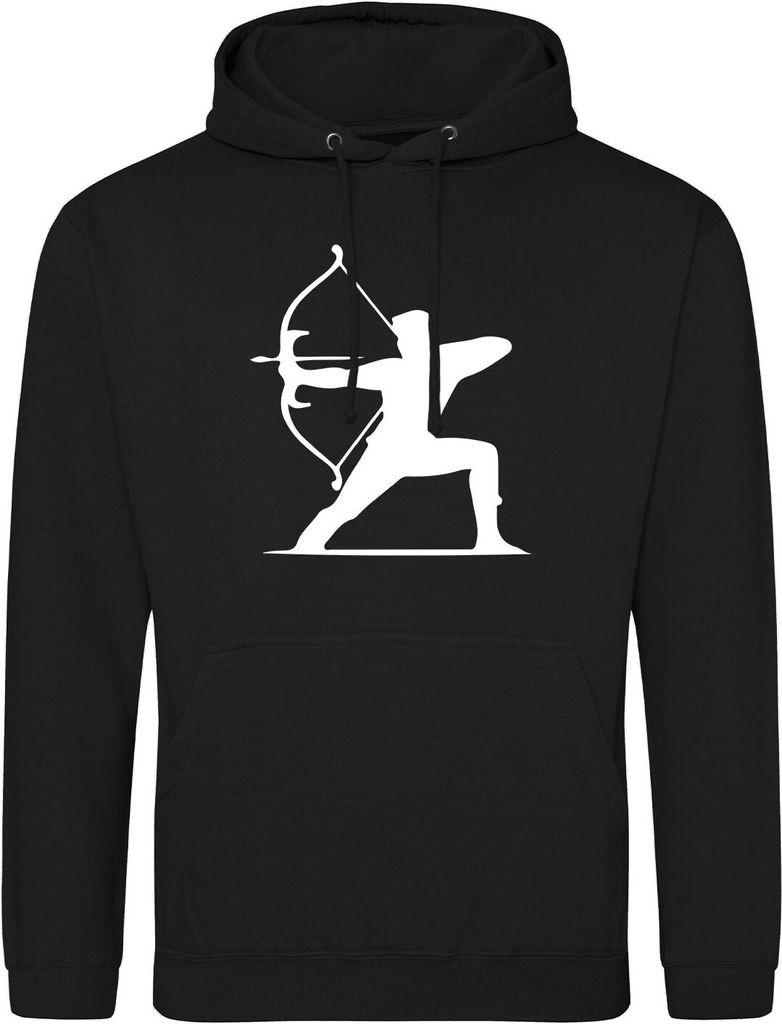 Huuraa Uni Hoodie Bogenschießen Silhouette XXL Deep Black Vegan Sweatshirt Geschenkidee