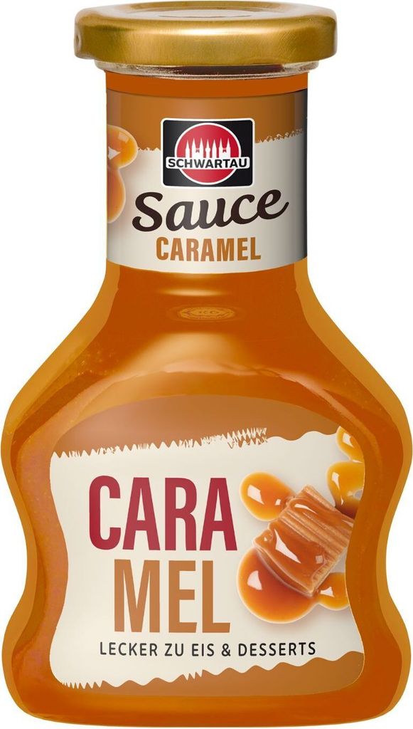 A bottle of Schwartau Caramel Sauce.