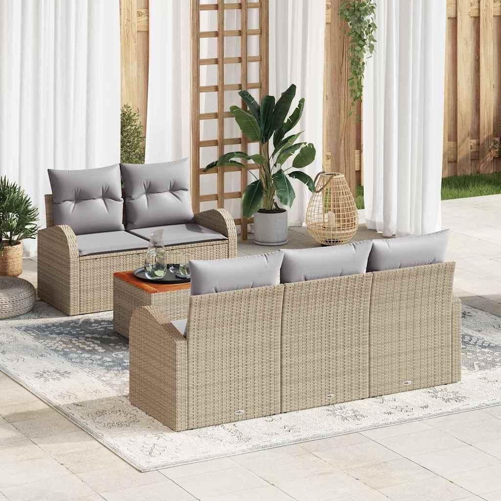 Maison Exclusive - Gartensofa-set 6 pcs Beige und Hellgrau Poly-Rattan