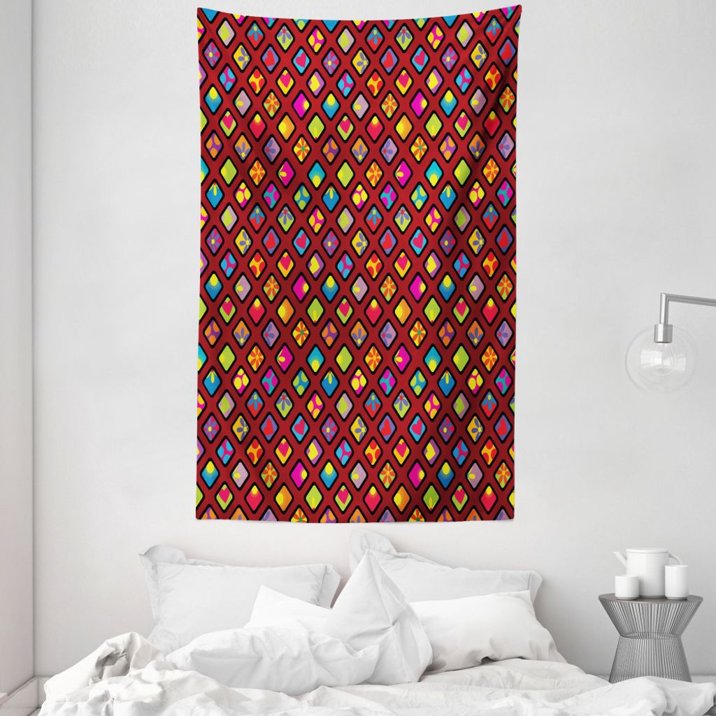 ABAKUHAUS Geometrisch Wandteppich und Tagesdecke, Bunte Rauten aus Weiches Mikrofaser Stoff Waschbar ohne Verblassen Digitaldruck, 140 x 230 cm, Me...