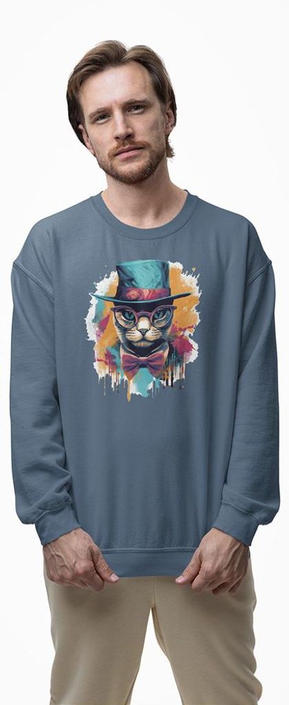 D&B Design Uni Pullover SWCAT00013 Cat IndigoBlau-Größe XL Produktbild 