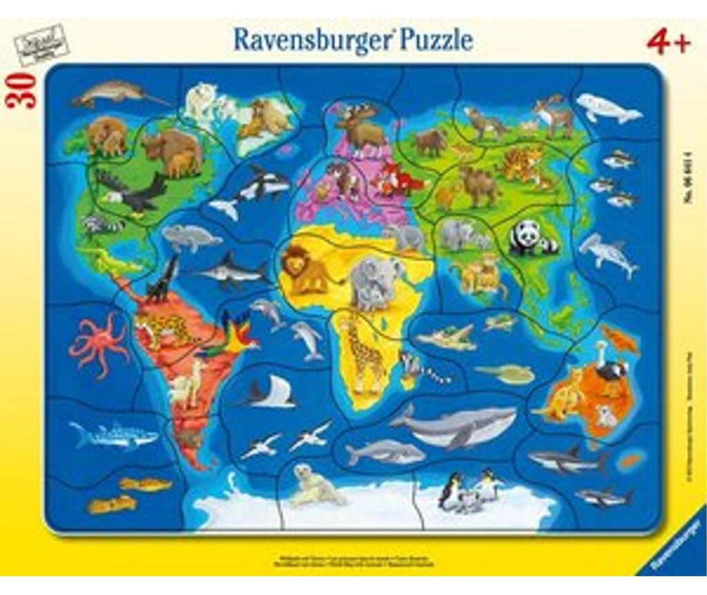 30 Teile Ravensburger Kinder Rahmen Puzzle Weltkarte mit Produktbild 