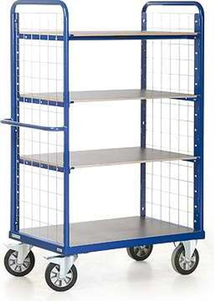 Protaurus Etagenwagen R1200 mit 4 Ladeflächen und Gitter-Stirnwänden 1800mm hoch 1000x700mm