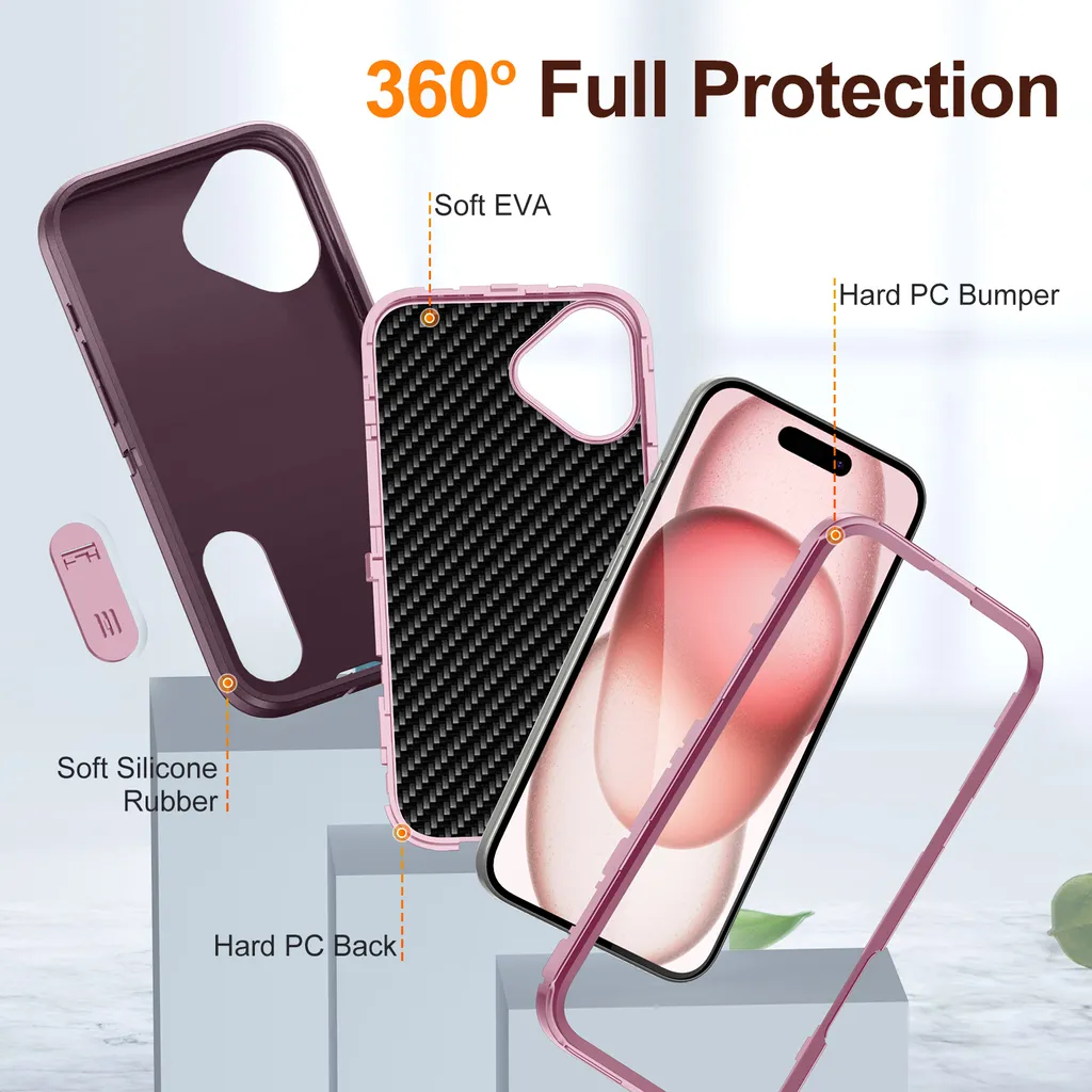 Cover Rugged iPhone 16 Viola: Test Caduta e Supporto Kickstand - 3