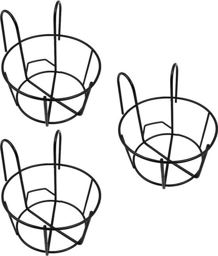 Kleine IJzeren Plantenbak 20 cm - Ronde Hangleuning - Balkon Veranda - Zwart