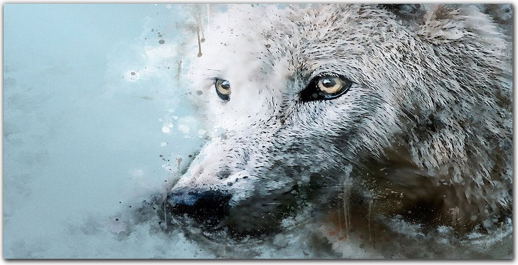Coloray Bild aus Acryl 120 cm x 60 cm - Gehärtetes Acryl Acrylblock mit Bild Küche Wohnzimmer Wanddekoration Dekoration - Wildes Tier Wolf