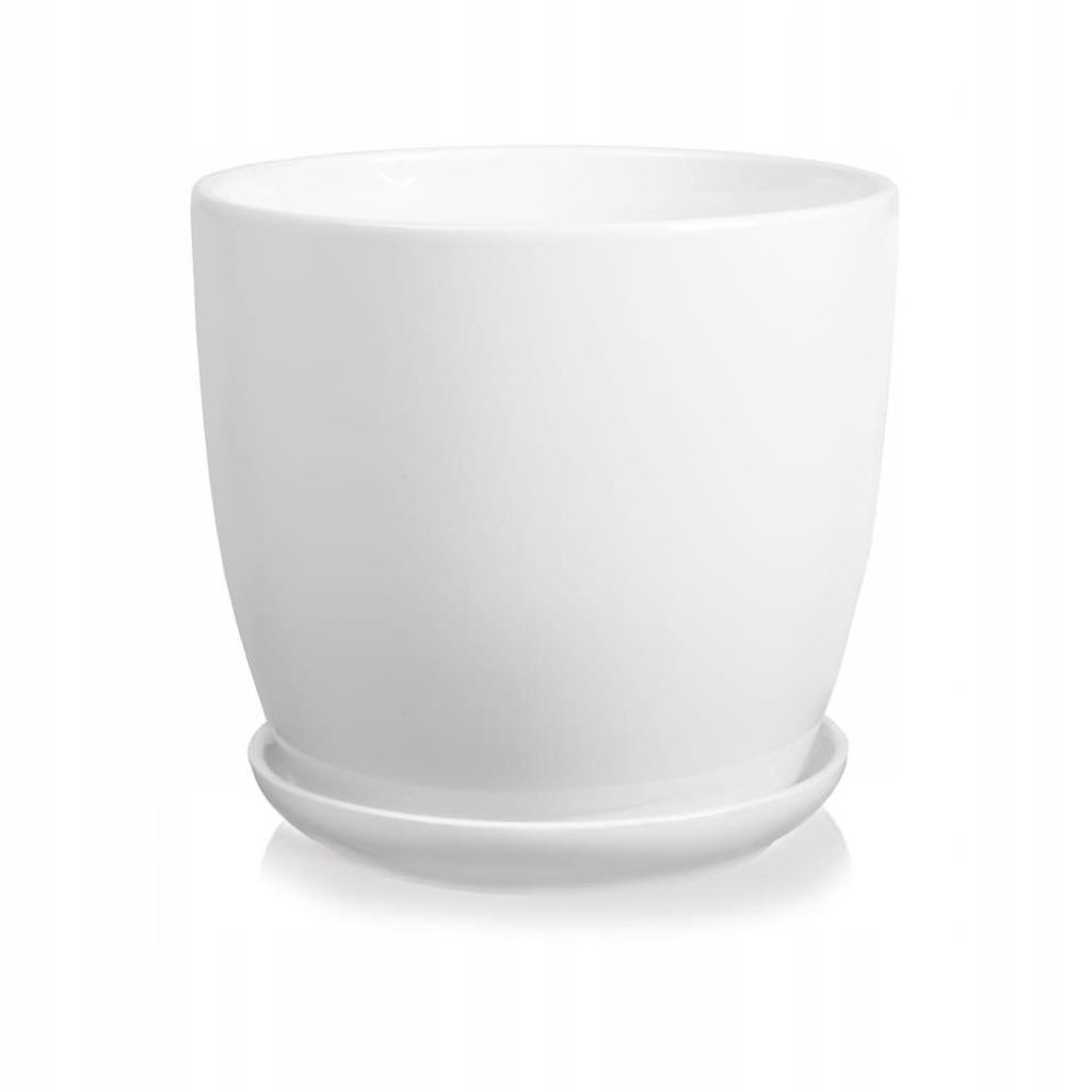 Ceramiczna doniczka z podstawką 13,5 cm biała Zdjęcie produktu 