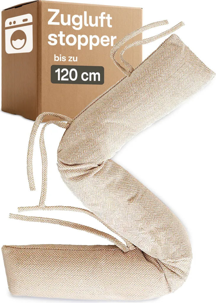 Coupe-courant d'air 120cm extra long et lourd pour fenêtres - Beige
