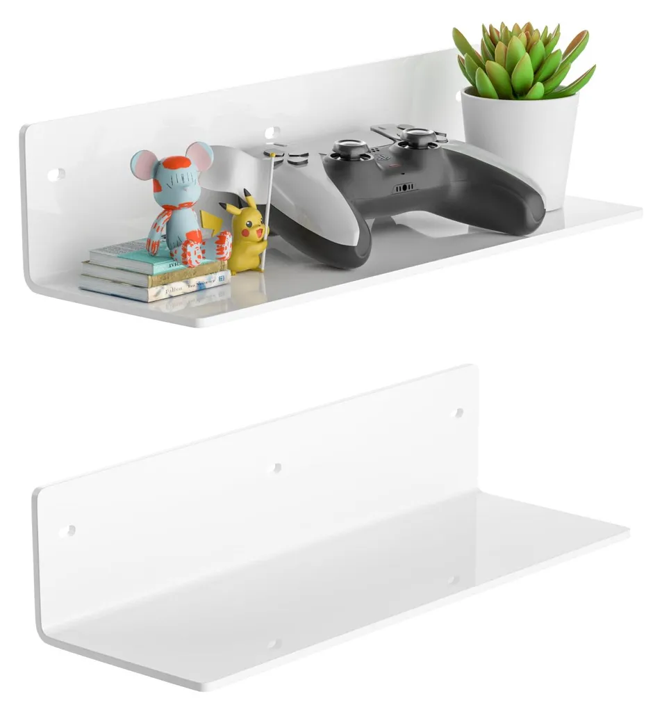 Lot de 2 étagères murales en acrylique blanc 30cm pour décoration maison