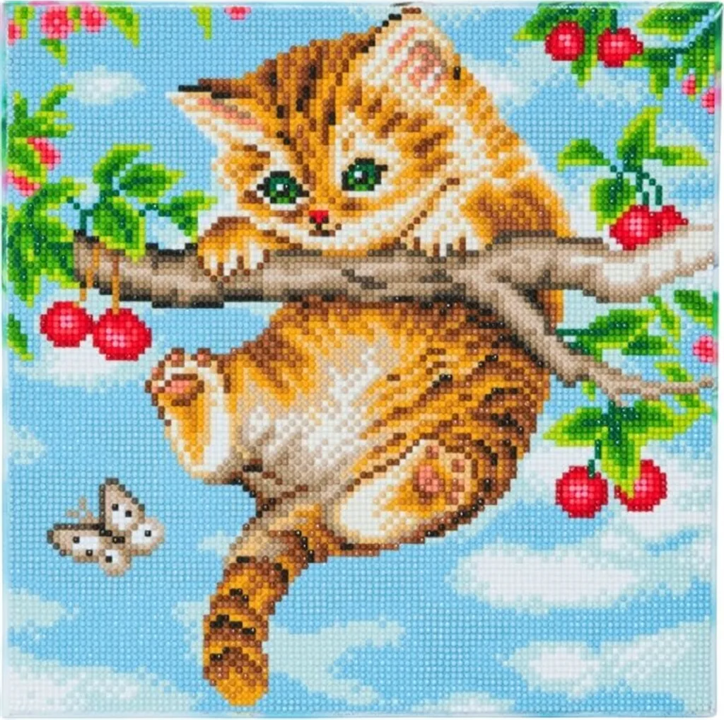 Kit Crystal Art Chaton 30x30 cm - Strass Brillants et Toile Premium