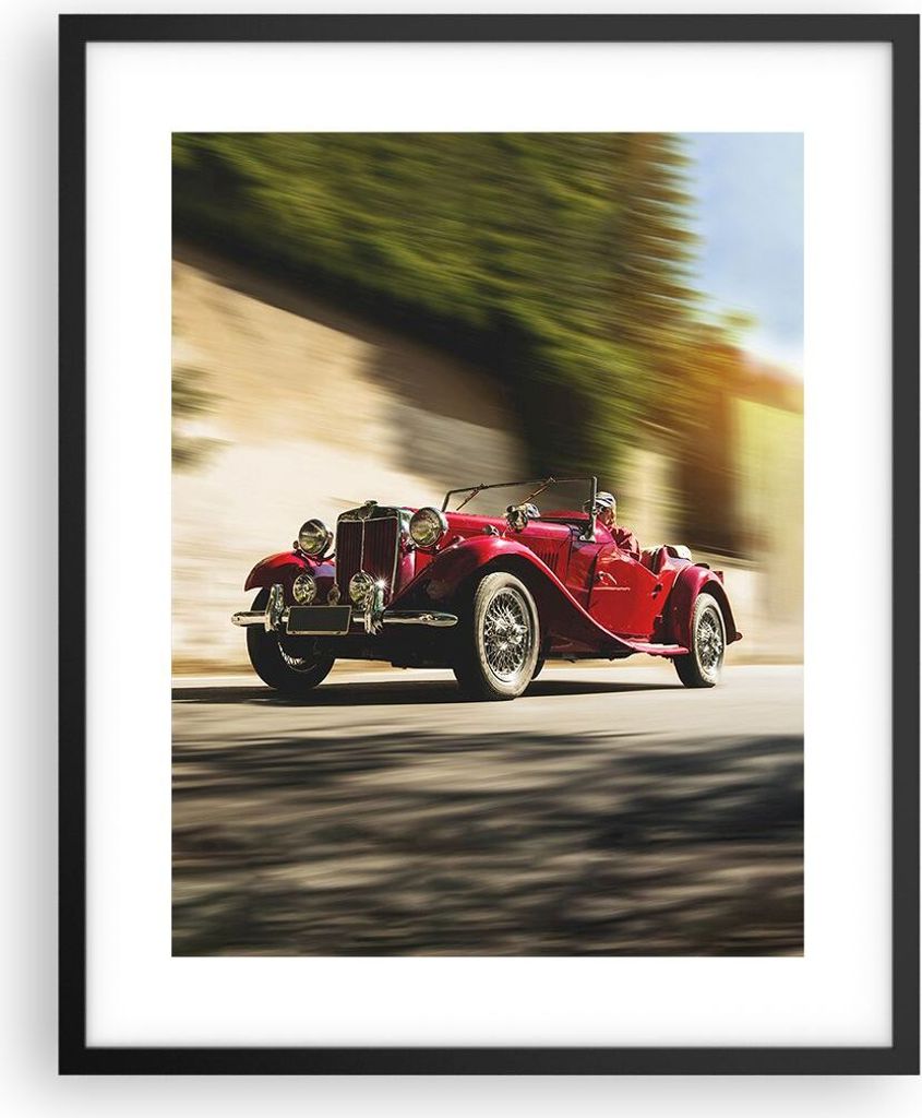 Gerahmtes Poster - Schwarzer Rahmen - Mg Rot Auto - 40x50 Produktbild 