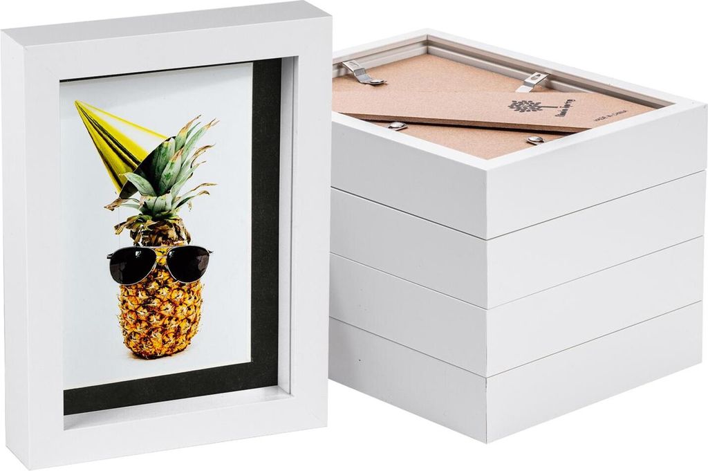 5x weiß 5 "x 7" 3D Box Fotorahmen mit schwarzem 4 "x 6" montieren - stehend hängende handwerk schattenbild display - von nicola frühling