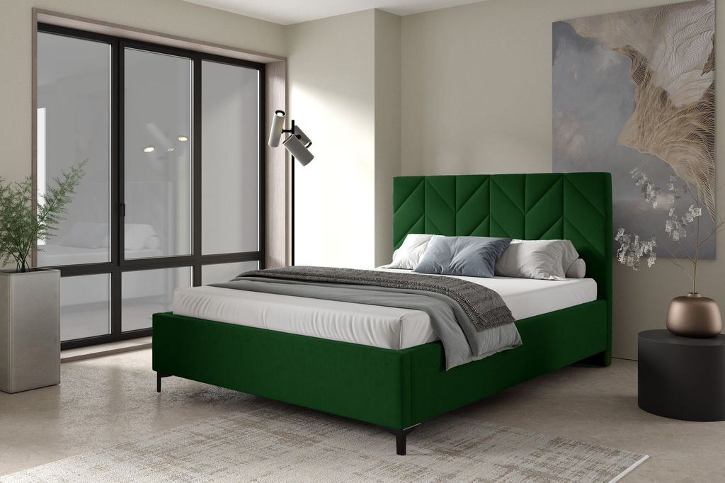 Polsterbett 140x200 ODETA 6 - Flaschengrün